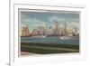 New York, NY - Lower Manhattan from Governor's Island-Lantern Press-Framed Premium Giclee Print