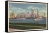 New York, NY - Lower Manhattan from Governor's Island-Lantern Press-Framed Stretched Canvas