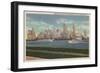 New York, NY - Lower Manhattan from Governor's Island-Lantern Press-Framed Art Print