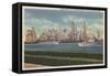 New York, NY - Lower Manhattan from Governor's Island-Lantern Press-Framed Stretched Canvas