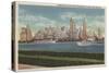 New York, NY - Lower Manhattan from Governor's Island-Lantern Press-Stretched Canvas