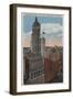 New York, NY - Singer Building and Financial District-Lantern Press-Framed Art Print