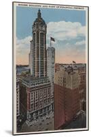 New York, NY - Singer Building and Financial District-Lantern Press-Mounted Art Print