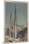 New York, NY - St. Patricks Cathedral Surroundings-Lantern Press-Mounted Art Print