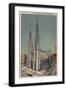 New York, NY - St. Patricks Cathedral Surroundings-Lantern Press-Framed Art Print