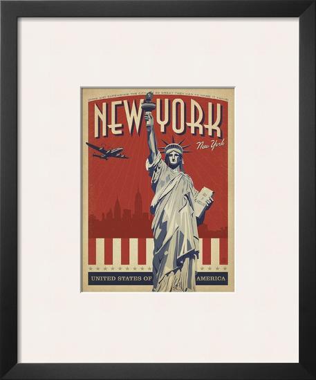 New York, NY (Statue of Liberty)-Anderson Design Group-Framed Art Print
