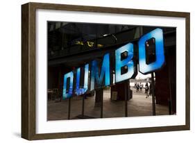 New York, NY, USA - Blue sign for DUMBO, New York, New York-Panoramic Images-Framed Photographic Print