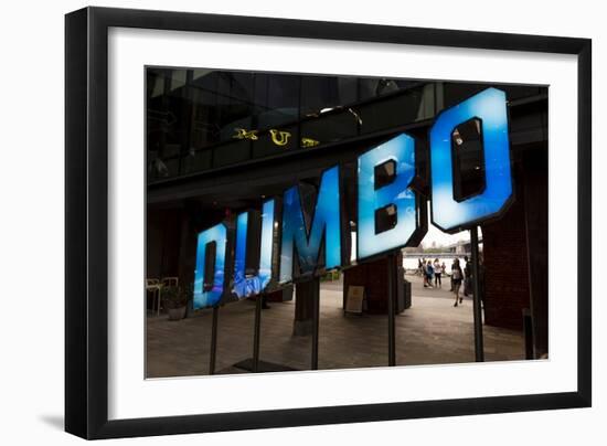 New York, NY, USA - Blue sign for DUMBO, New York, New York-Panoramic Images-Framed Photographic Print