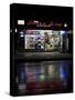 New York, NY, USA - Smoke Shop neon lights reflect in wet streets of New York-Panoramic Images-Stretched Canvas