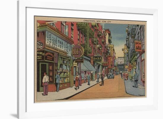 New York, NY - View of Chinatown Shops-Lantern Press-Framed Premium Giclee Print