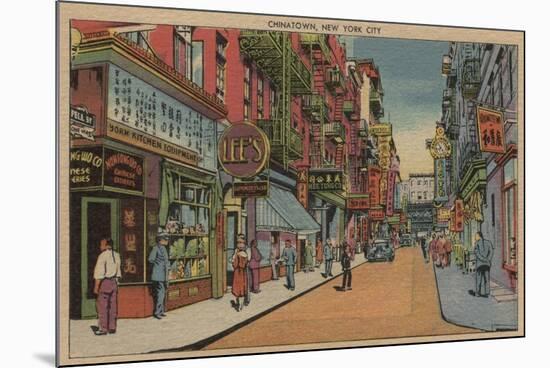New York, NY - View of Chinatown Shops-Lantern Press-Mounted Premium Giclee Print