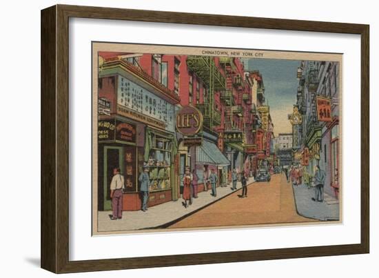 New York, NY - View of Chinatown Shops-Lantern Press-Framed Art Print