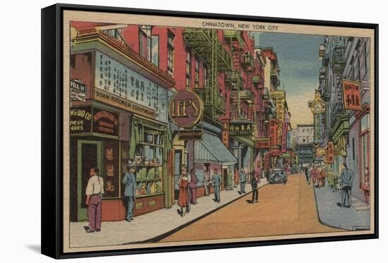 New York, NY - View of Chinatown Shops-Lantern Press-Framed Stretched Canvas