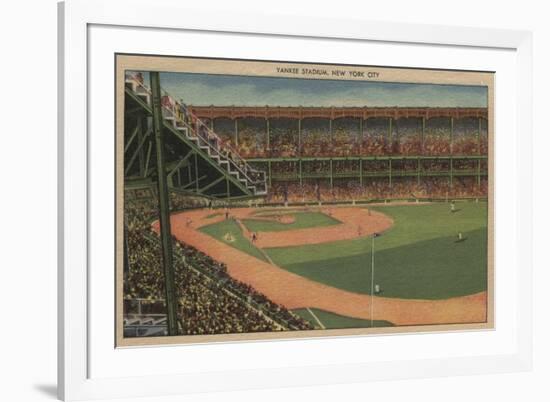 New York, NY - Yankee Stadium During Baseball Game-Lantern Press-Framed Art Print