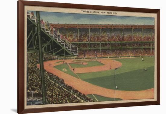 New York, NY - Yankee Stadium During Baseball Game-Lantern Press-Framed Art Print