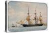 New York Ocean Herald Clipper, by Francois Roux (1811-1882), Watercolour, 19th Century-null-Stretched Canvas