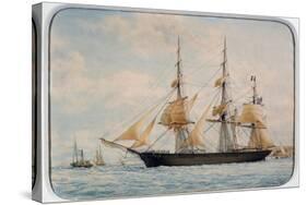 New York Ocean Herald Clipper, by Francois Roux (1811-1882), Watercolour, 19th Century-null-Stretched Canvas