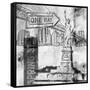 New York One Way B&W-Sara Abbott-Framed Stretched Canvas