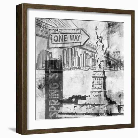 New York One Way B&W-Sara Abbott-Framed Art Print