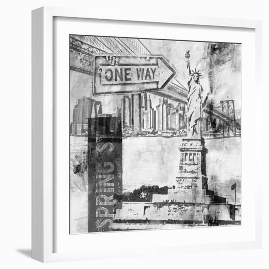 New York One Way B&W-Sara Abbott-Framed Art Print