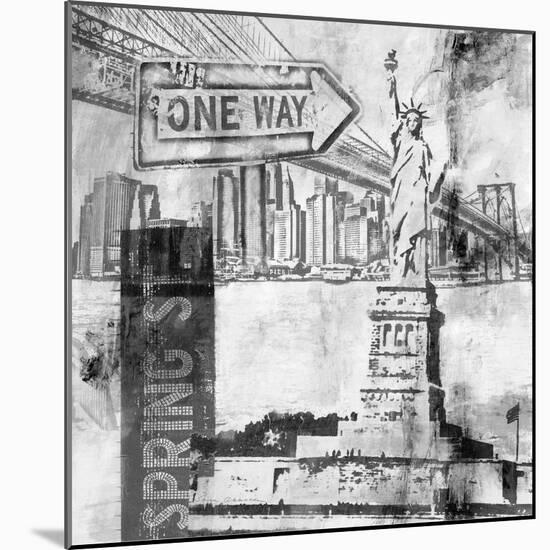 New York One Way B&W-Sara Abbott-Mounted Art Print