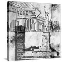 New York One Way B&W-Sara Abbott-Stretched Canvas