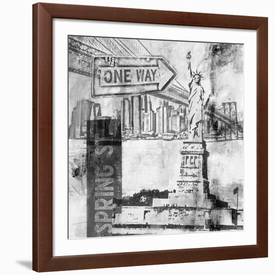 New York One Way B&W-Sara Abbott-Framed Art Print