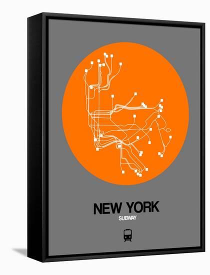 New York Orange Subway Map-NaxArt-Framed Stretched Canvas