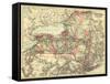 New York - Panoramic Map-Lantern Press-Framed Stretched Canvas