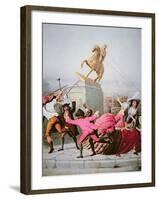 New York Patriots Pull Down the Statue of George Iii at Bowling Green, 9th July 1776, 1854-William Walcutt-Framed Giclee Print