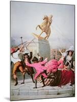 New York Patriots Pull Down the Statue of George Iii at Bowling Green, 9th July 1776, 1854-William Walcutt-Mounted Giclee Print