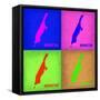 New York Pop Art Map 1-NaxArt-Framed Stretched Canvas