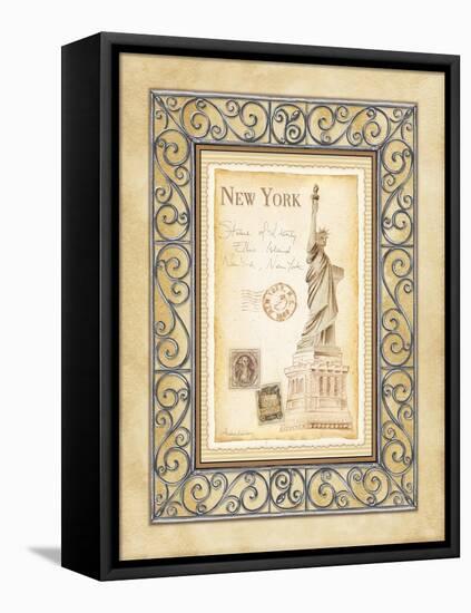 New York Postcard-Andrea Laliberte-Framed Stretched Canvas