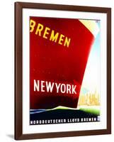New York', Poster Advertising the North German Lloyd Line, 1930-null-Framed Giclee Print