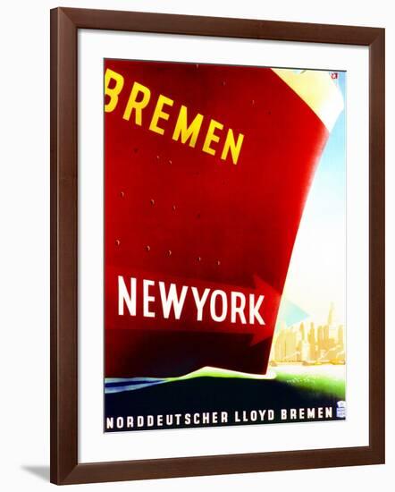 New York', Poster Advertising the North German Lloyd Line, 1930-null-Framed Giclee Print