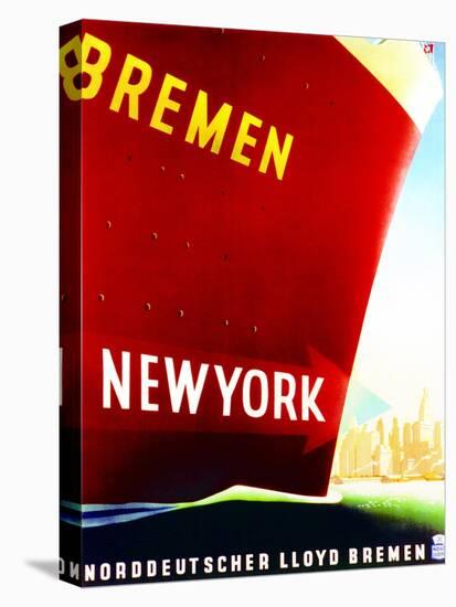New York', Poster Advertising the North German Lloyd Line, 1930-null-Stretched Canvas