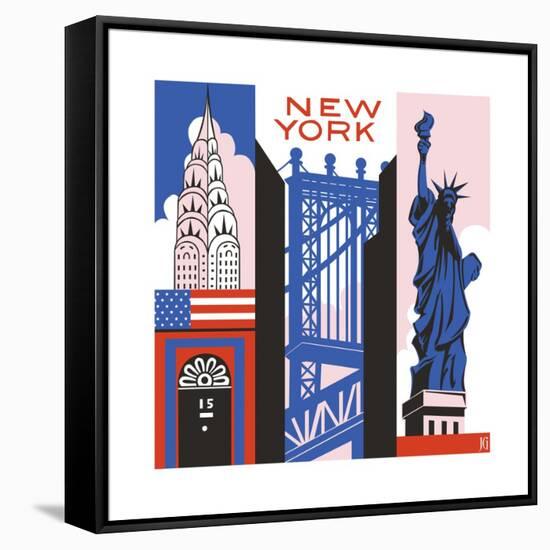 New York Print-Julie Goonan-Framed Stretched Canvas