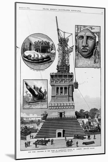 New York - Progress of the Work on Bartholdi's Statue of Liberty, Bedloe's Island. from a Sketch By-null-Mounted Giclee Print