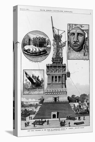 New York - Progress of the Work on Bartholdi's Statue of Liberty, Bedloe's Island. from a Sketch By-null-Stretched Canvas