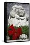 New York Public Library Lion Decorated with a Christmas Wreath during the Holidays.-Jon Hicks-Framed Stretched Canvas