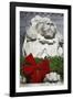 New York Public Library Lion Decorated with a Christmas Wreath during the Holidays.-Jon Hicks-Framed Photographic Print