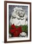 New York Public Library Lion Decorated with a Christmas Wreath during the Holidays.-Jon Hicks-Framed Photographic Print