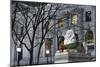 New York Public Library Lion Decorated with a Christmas Wreath during the Holidays.-Jon Hicks-Mounted Photographic Print