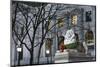 New York Public Library Lion Decorated with a Christmas Wreath during the Holidays.-Jon Hicks-Mounted Photographic Print