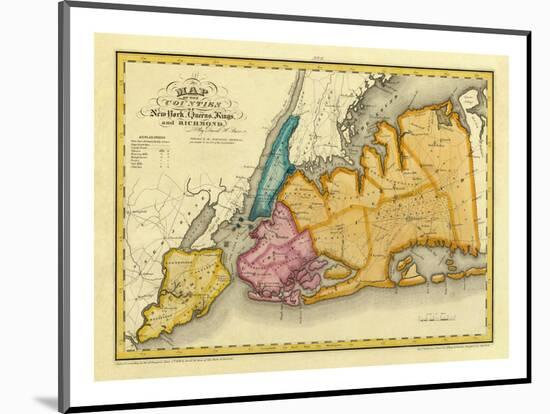New York, Queens, Kings, Richmond counties, c.1829-David H^ Burr-Mounted Art Print