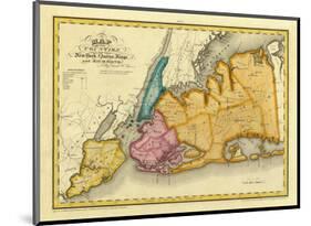New York, Queens, Kings, Richmond counties, c.1829-David H^ Burr-Mounted Art Print