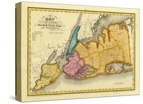 New York, Queens, Kings, Richmond counties, c.1829-David H^ Burr-Stretched Canvas