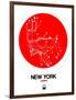 New York Red Subway Map-NaxArt-Framed Art Print