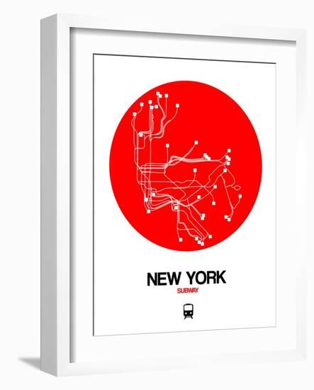 New York Red Subway Map-NaxArt-Framed Art Print