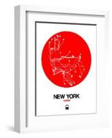 New York Red Subway Map-NaxArt-Framed Art Print